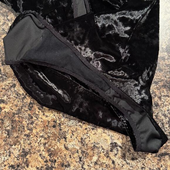 Victorias Secret Bodysuit Velvet Y2K Dark Academia Whimsigoth Witchy Black XS/S - Picture 7 of 8